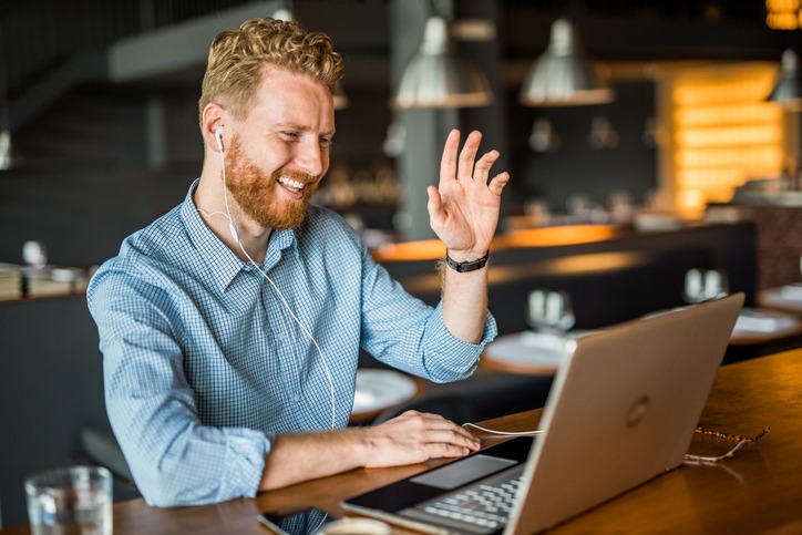 Man doing online coaching