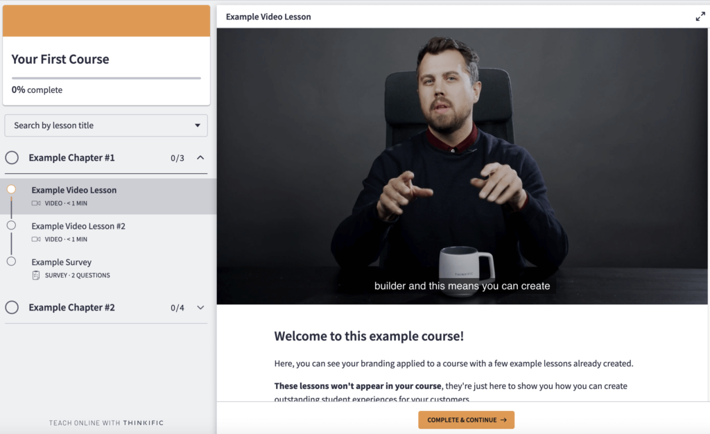 The Thinkific learning management and course creation system.