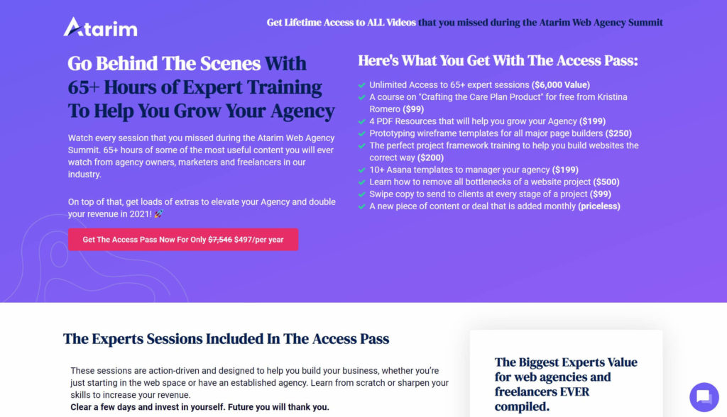 The Atarim Web Agency Summit WordPress conference home page.