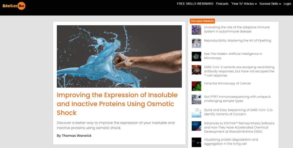 Bitesize Bio homepage