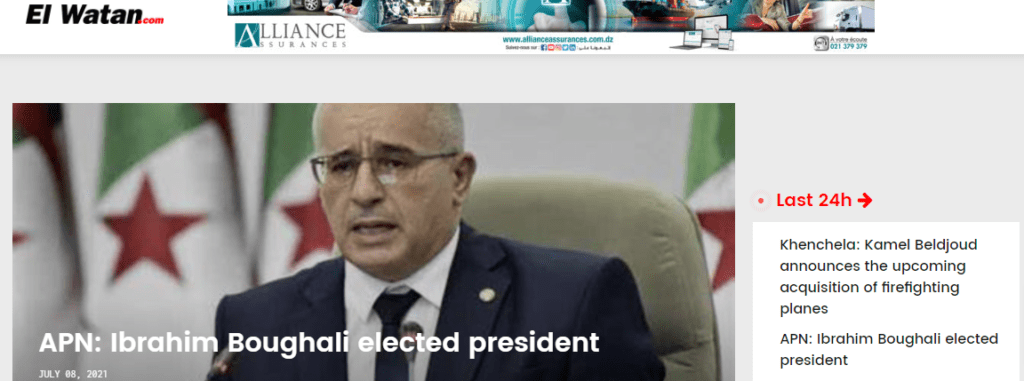 The El Watan.com homepage