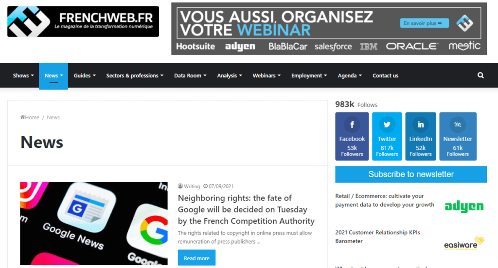 The French Web homepage