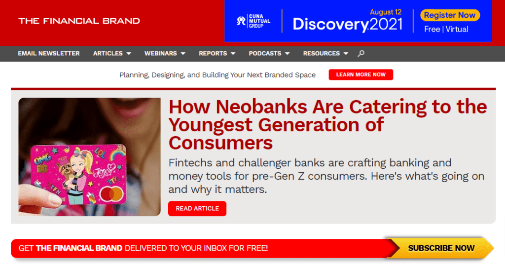 The Financial Brand homepage
