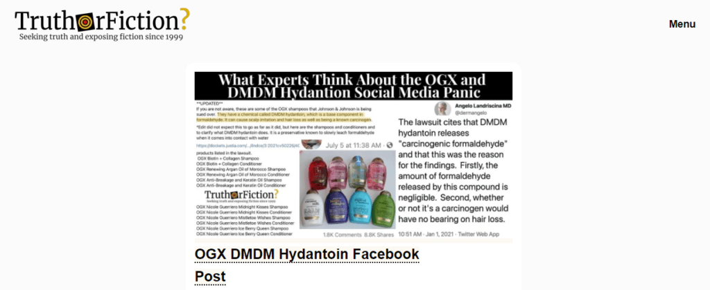 Truth or Fiction homepage
