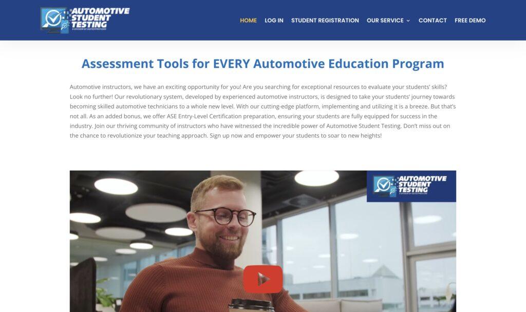 Automotive Student Testing Homepage