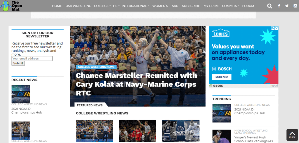 The Open Mat homepage