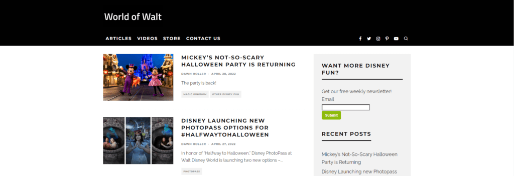 World of Walt homepage