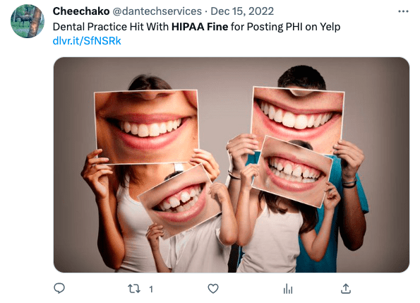 Tweet About HIPAA fine