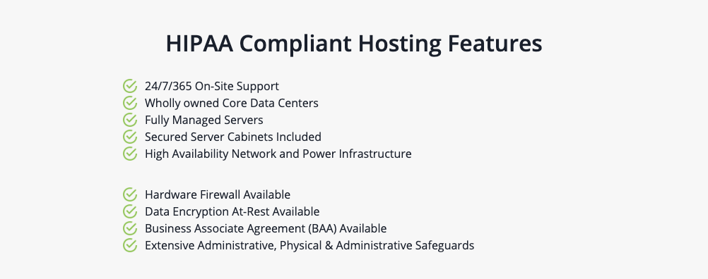 LiquidWeb HIPAA Compliant Hosting Features