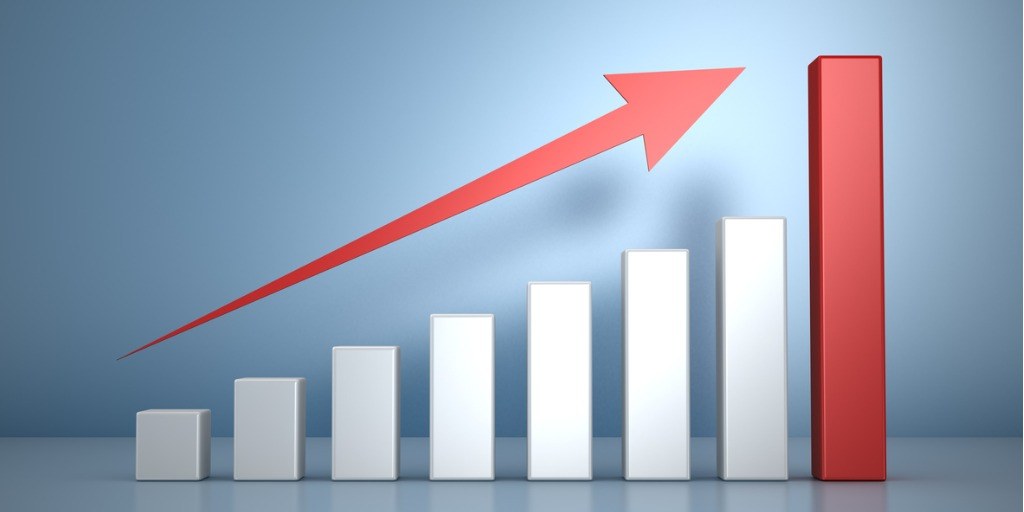 Growing graph chart showing boosted conversion rate