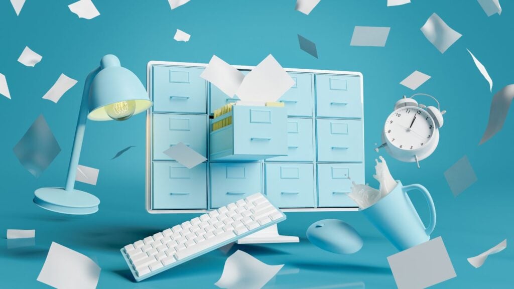 Computer Monitor with Messy Documents