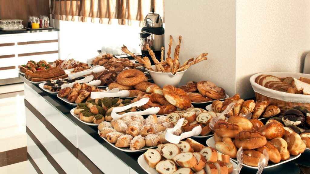 a bread buffet station