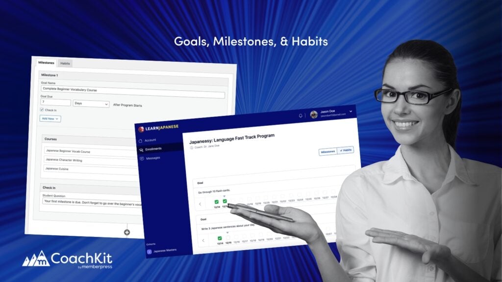 CoachKit MemberPress goals, milestones, and habits