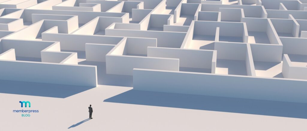 Person facing the maze of technology