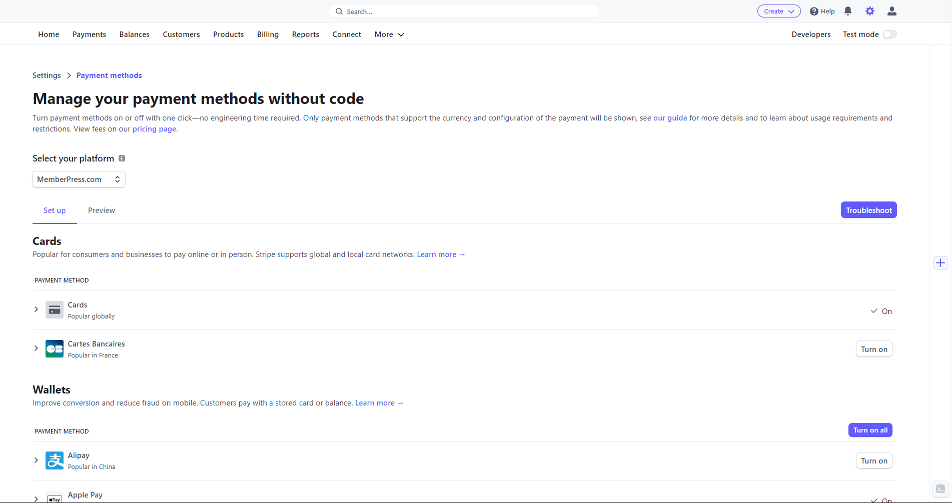 Stripe Payment Methods