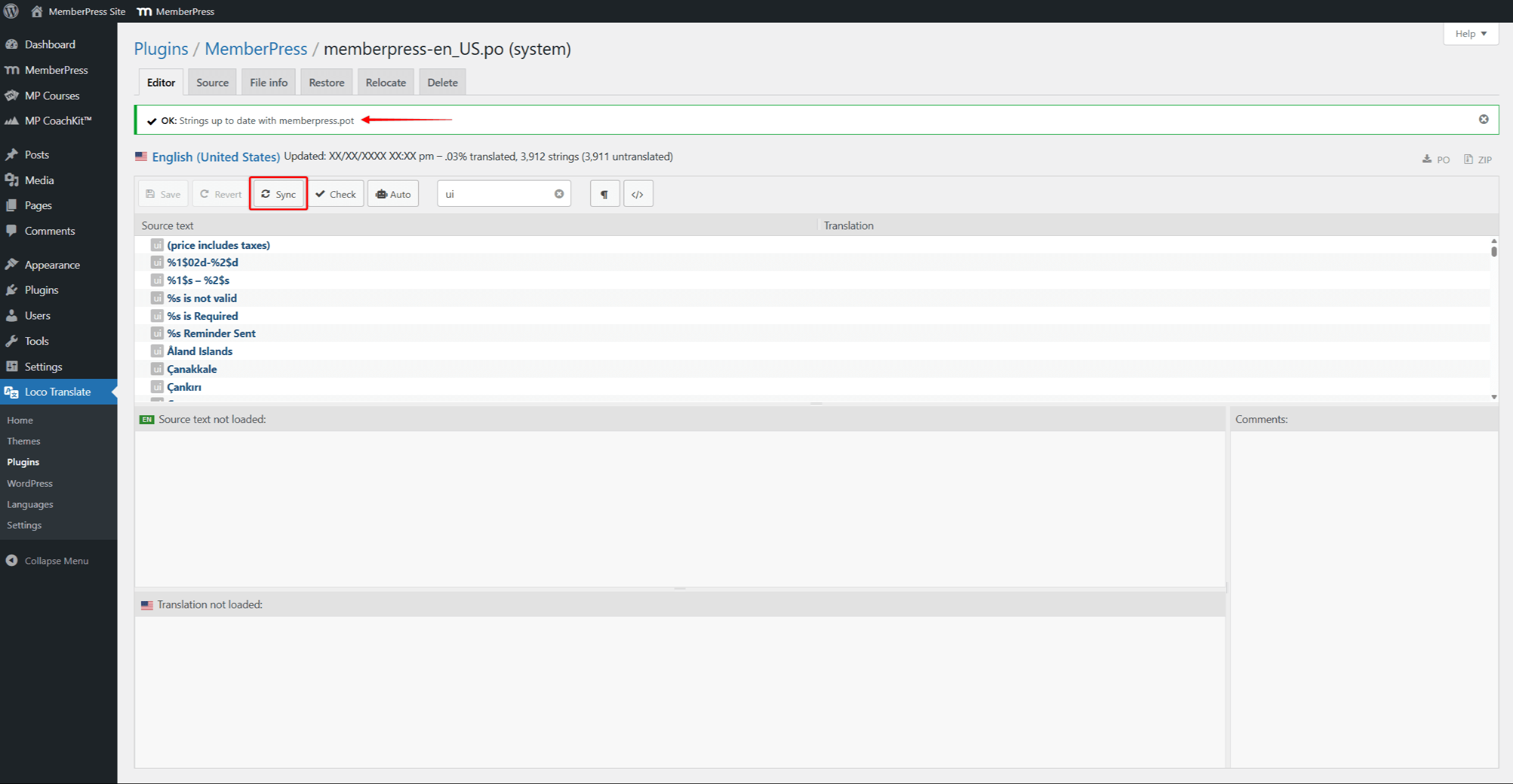 Syncing translations