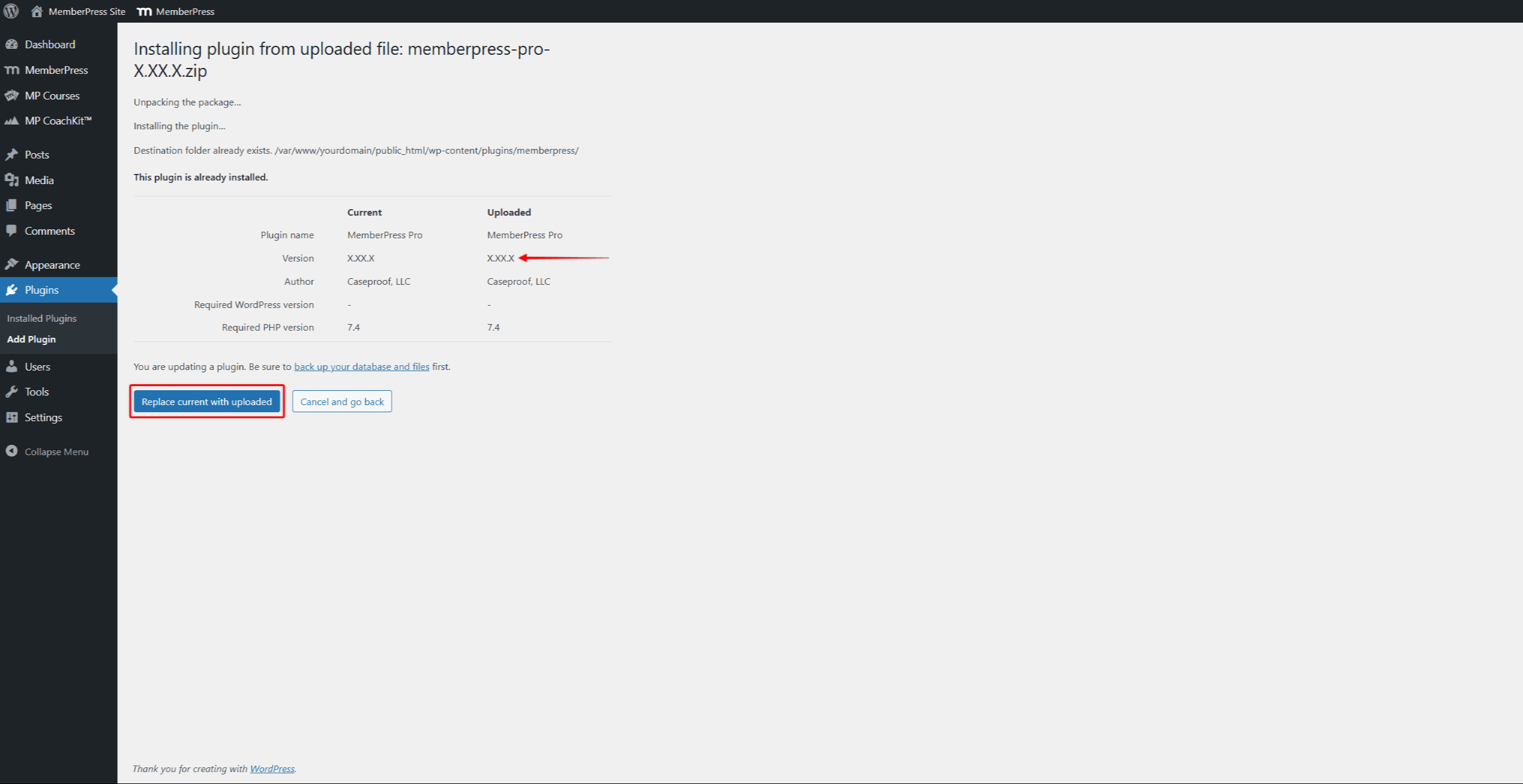 Updating MemberPress