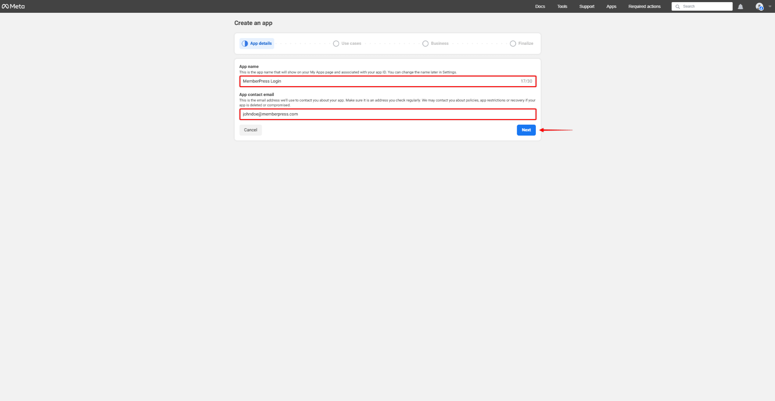 Facebook App Details