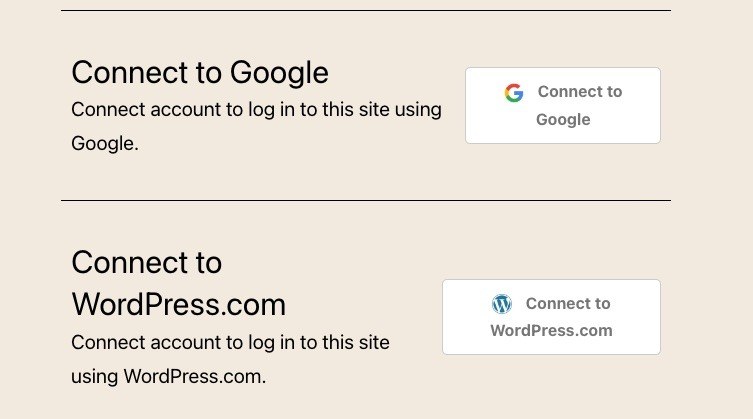 Social Login Connect Disconnect buttons