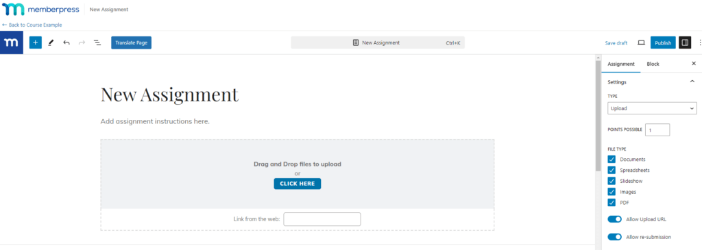 Assignments curriculum page