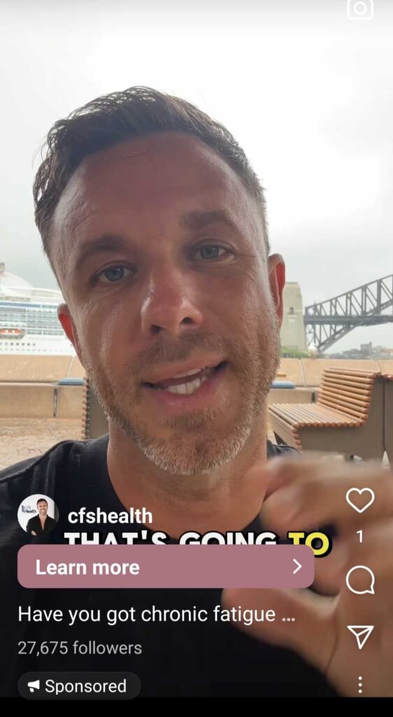 Screenshot of instagram online course ad