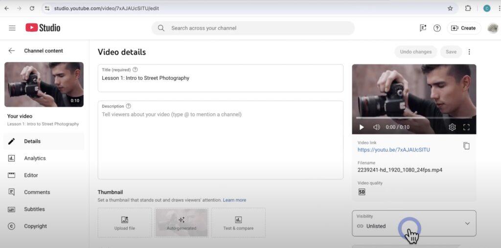 YouTube Unlisted Links