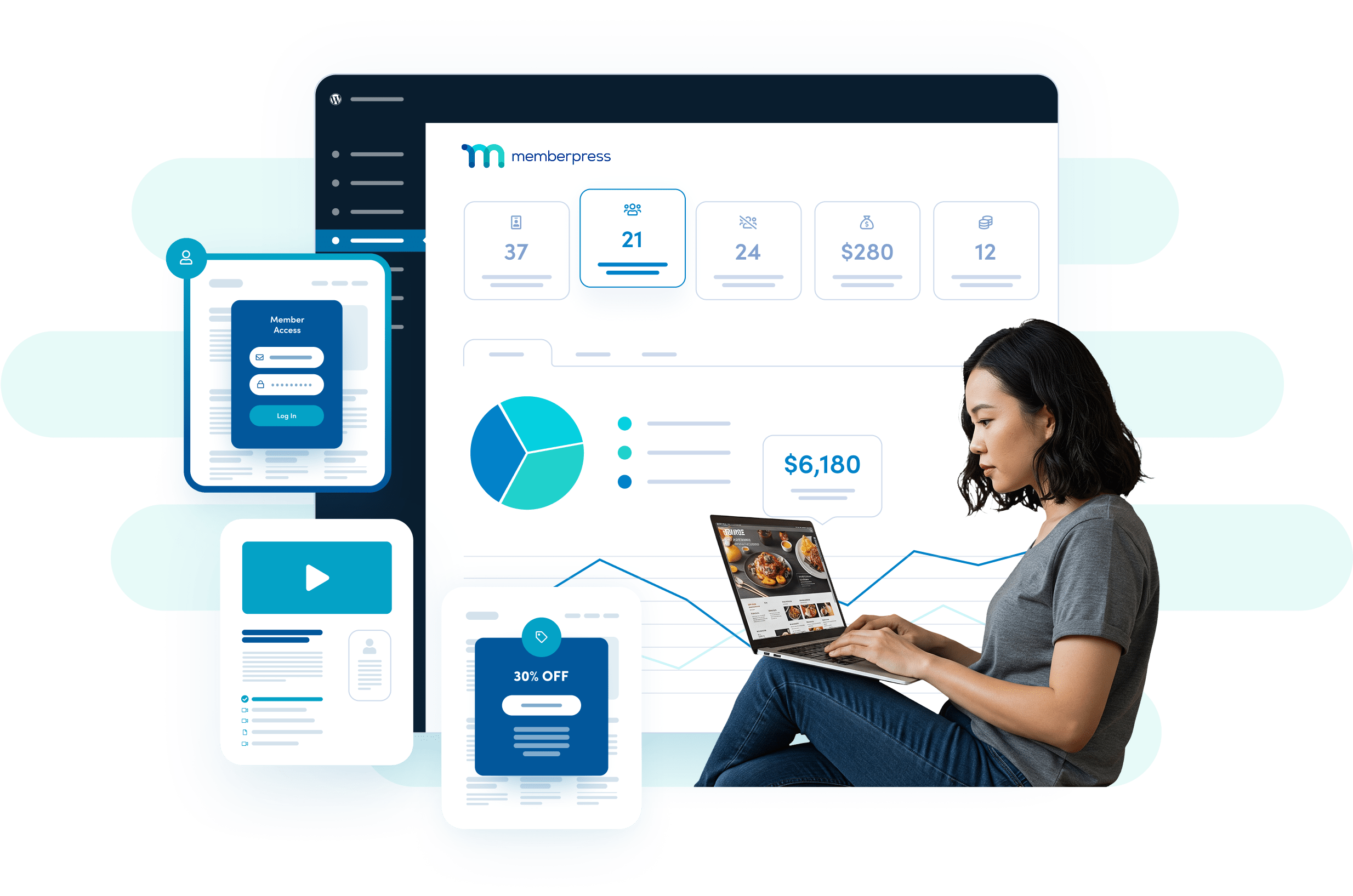 Website owner creating their recipe course website on MemberPress.
