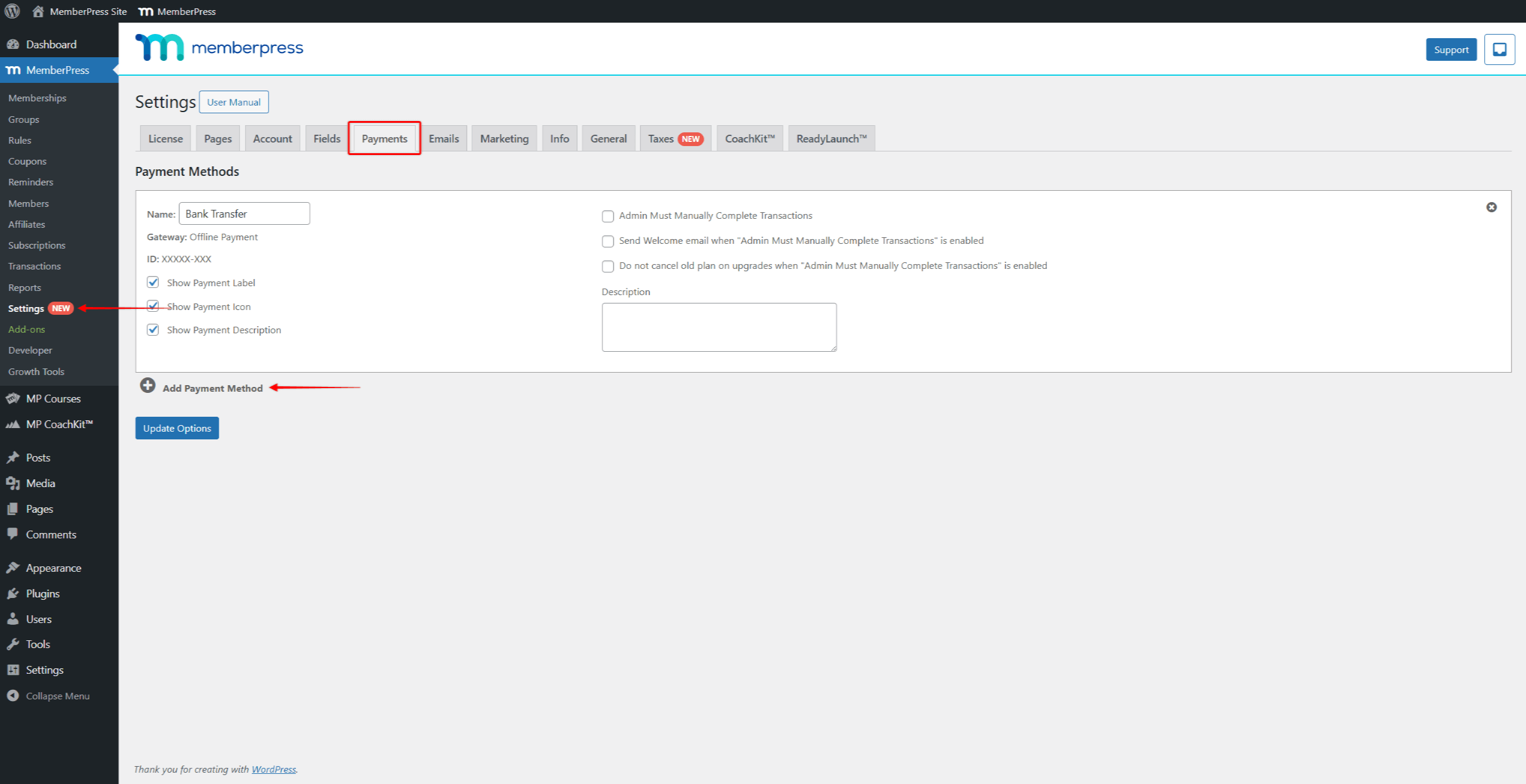 Add a new MemberPress Payment Gateway