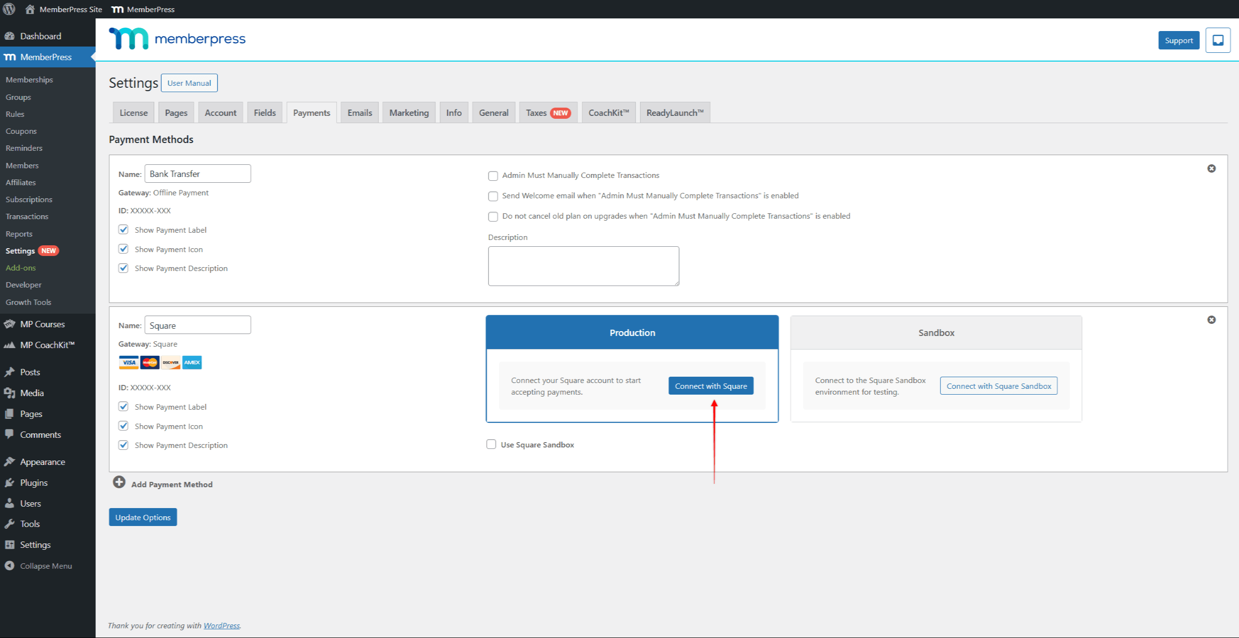 Connect Square To MemberPress