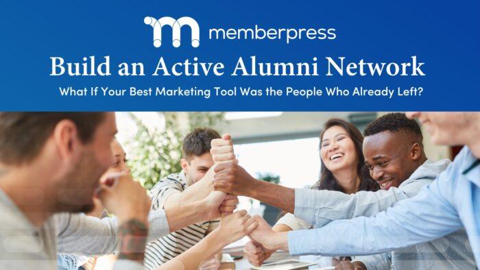 Build a Strong Alumni Network Title image showing students high-fiving across a table