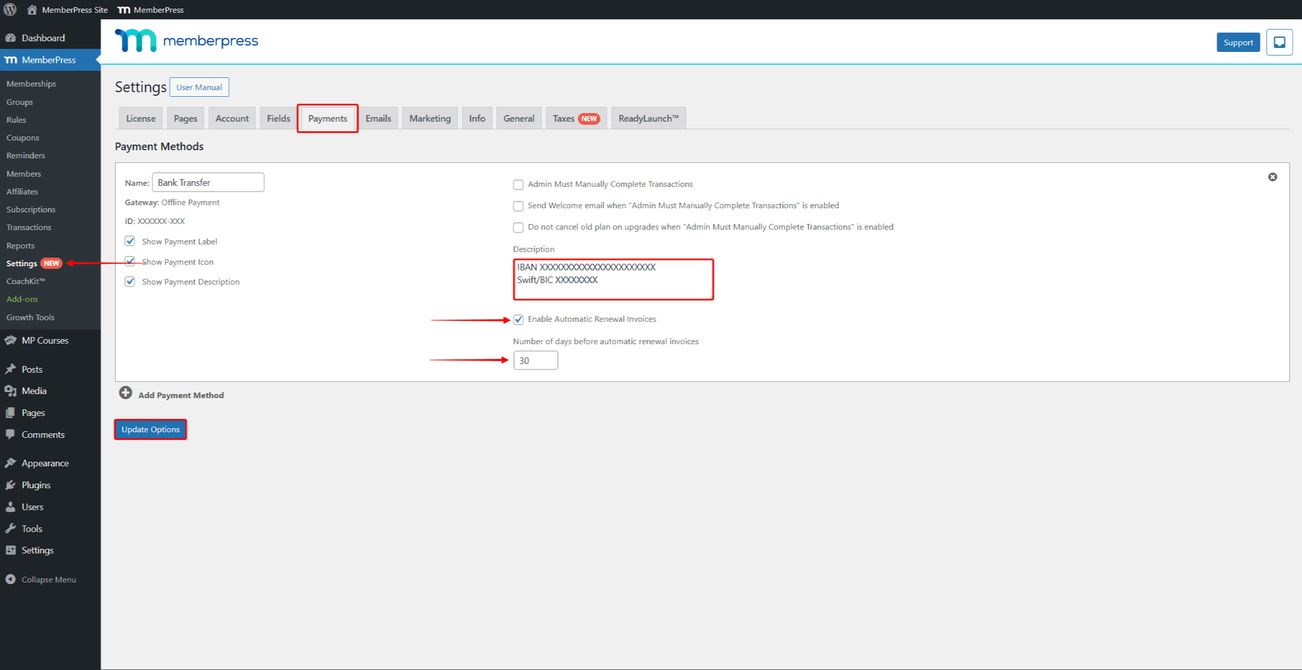 Enable Automatic Renewal Invoices