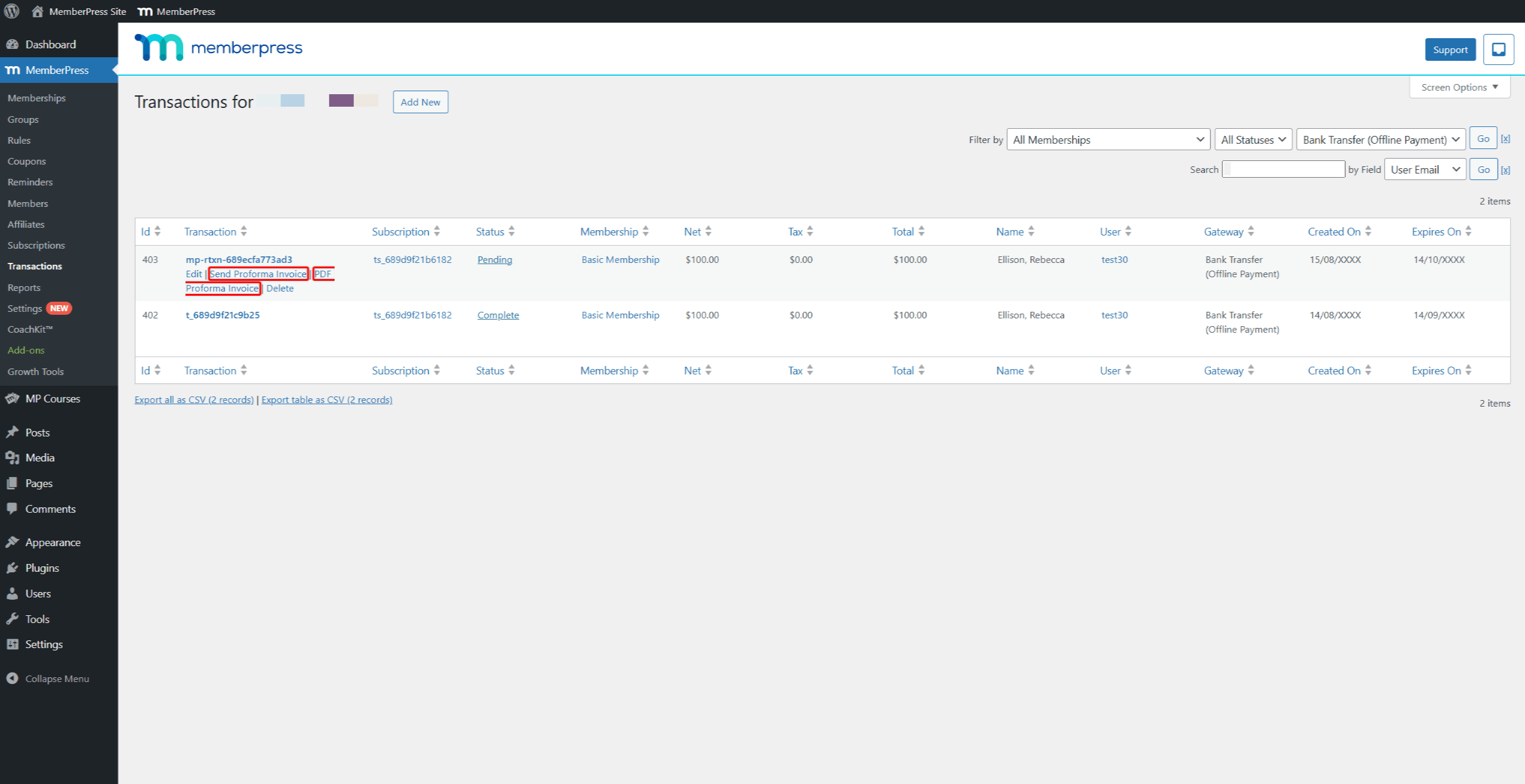 Send or Generate Proforma Invoice
