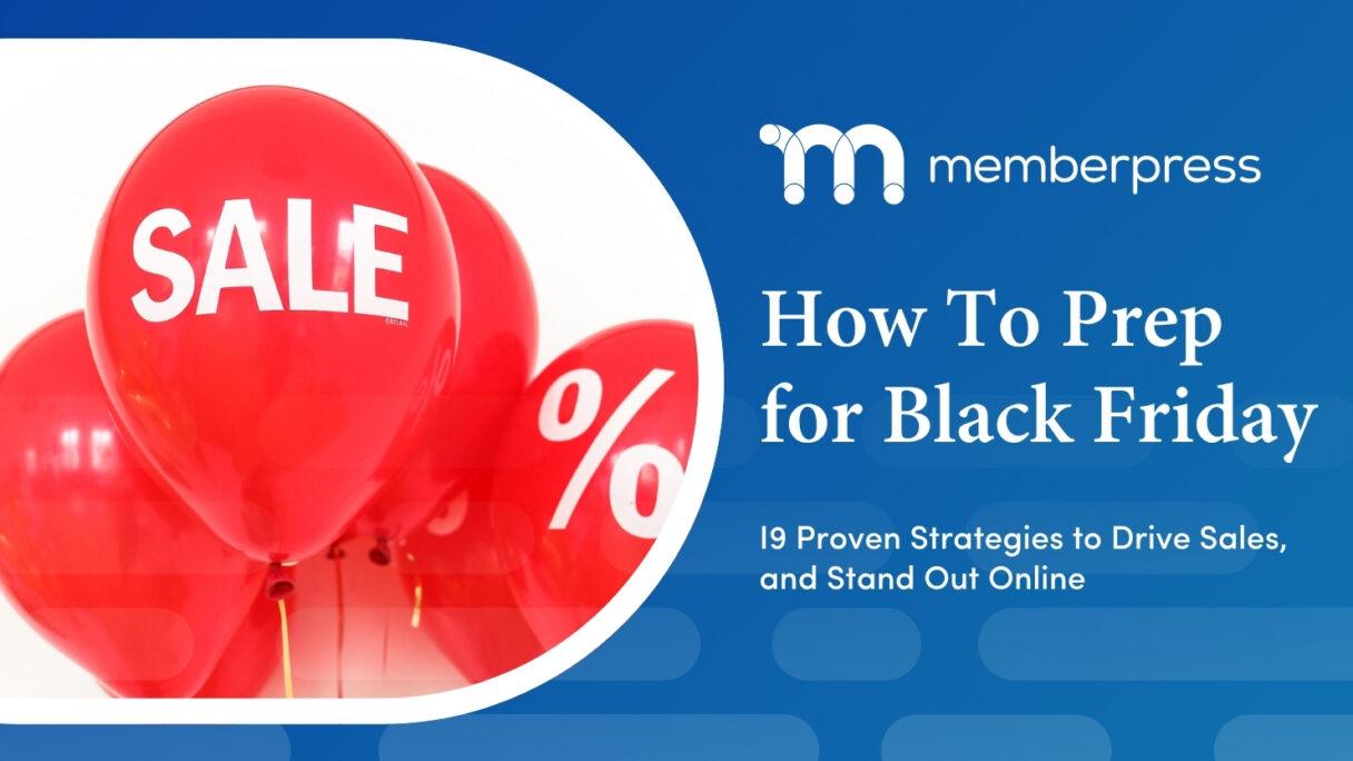 Title image showing the title How to Prep for Black Friday and Red Balloons with sale written on them